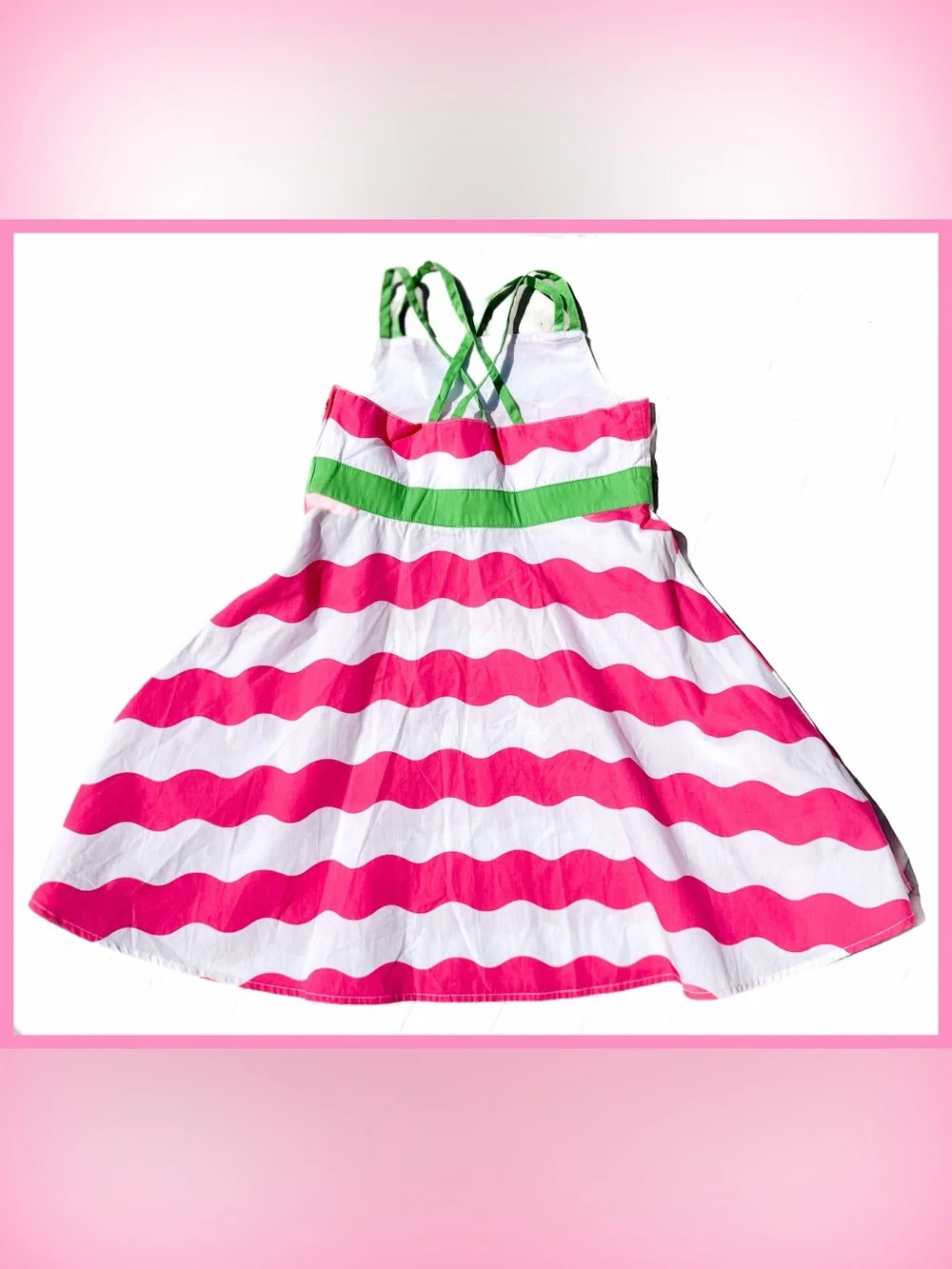 NWoT Gymboree Island Lily Pink White Green Wavy Stripe Sundress Dress Portrait 6